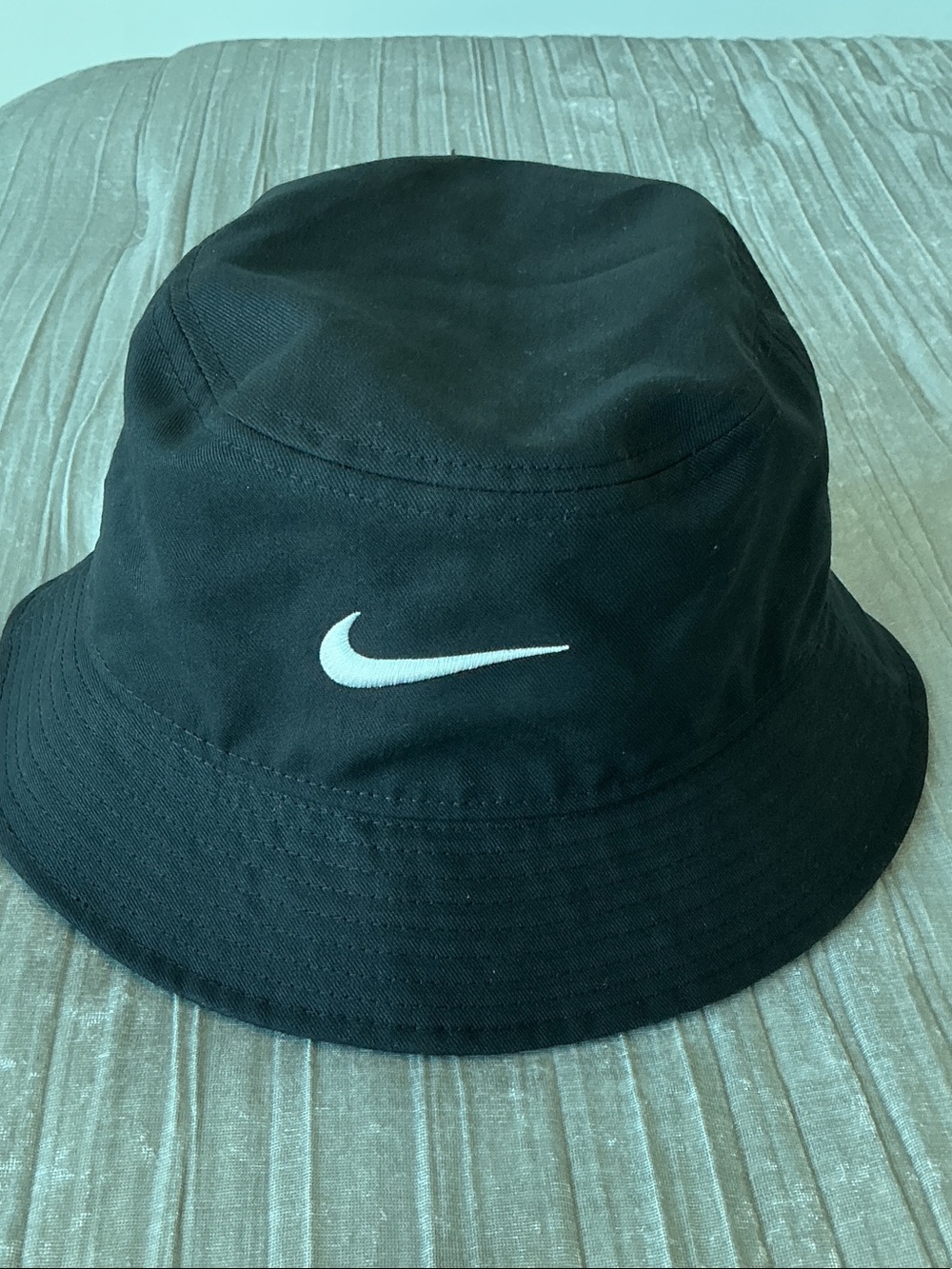 Nike Black Bucket Hat with White Swoosh Logo